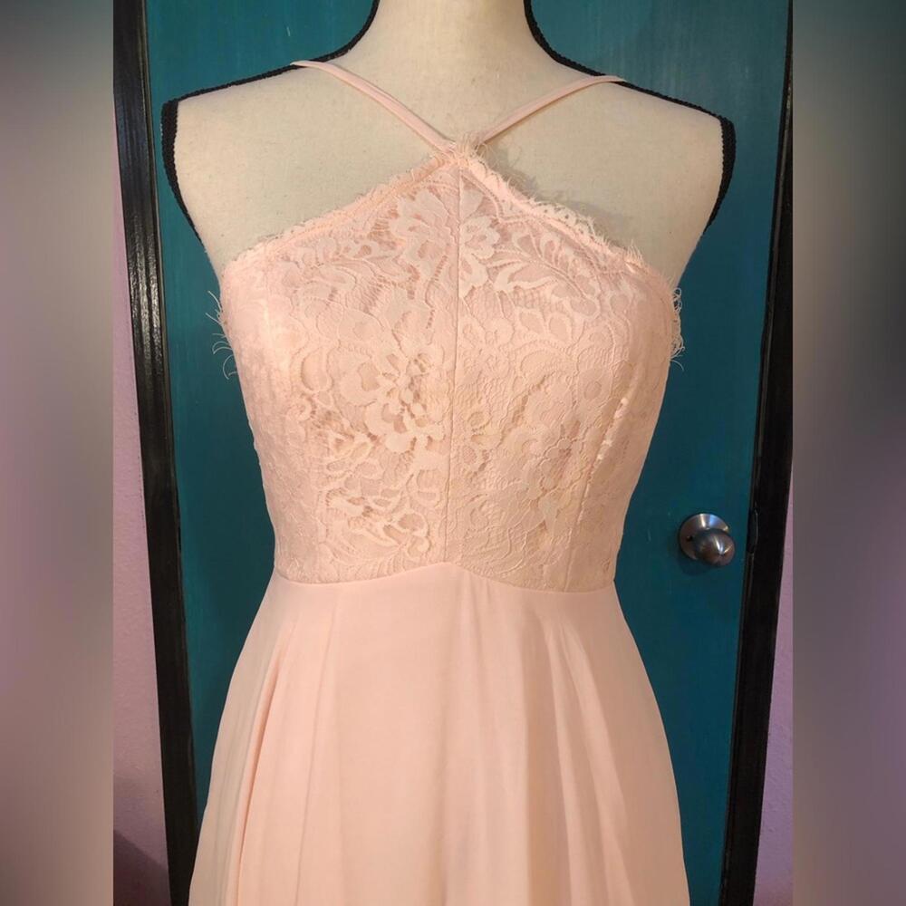 Lulu's Everlasting Enchantment Light Peach Pink Lace Maxi Formal Dress Size XS - Picture 8 of 9